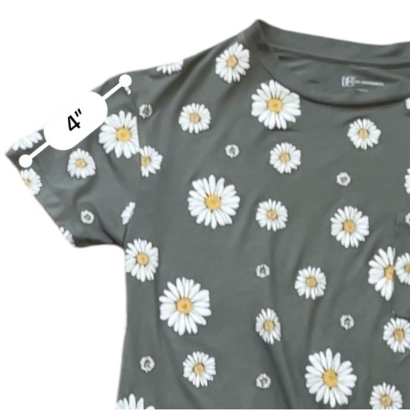 No Boundaries casual daisy print XS (1) gray round neck short sleeve ribbon - Picture 14 of 14